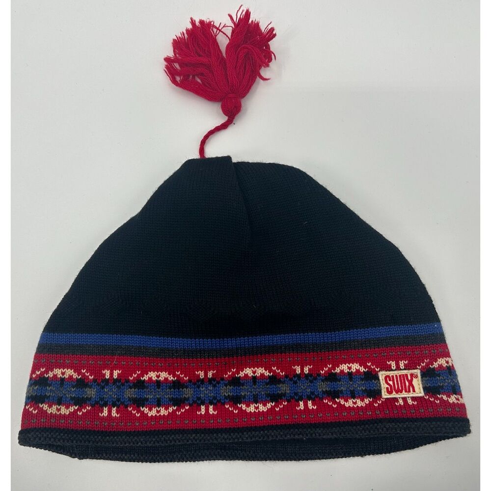 SWIX Red/Black CANADA-MADE SKI BEANIE Warm Winter Gear Snowboard Hat 100% WOOL
